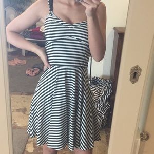 black and white striped dress